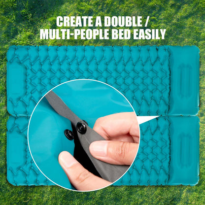 Camping Sleeping Self Inflating Mat: 10cm Thick Lightweight Single Camp Air Bed & Connectable Double Camping Pads & Compact Inflatable Roll Camping Mattress for Outdoor Hiking Backpacking