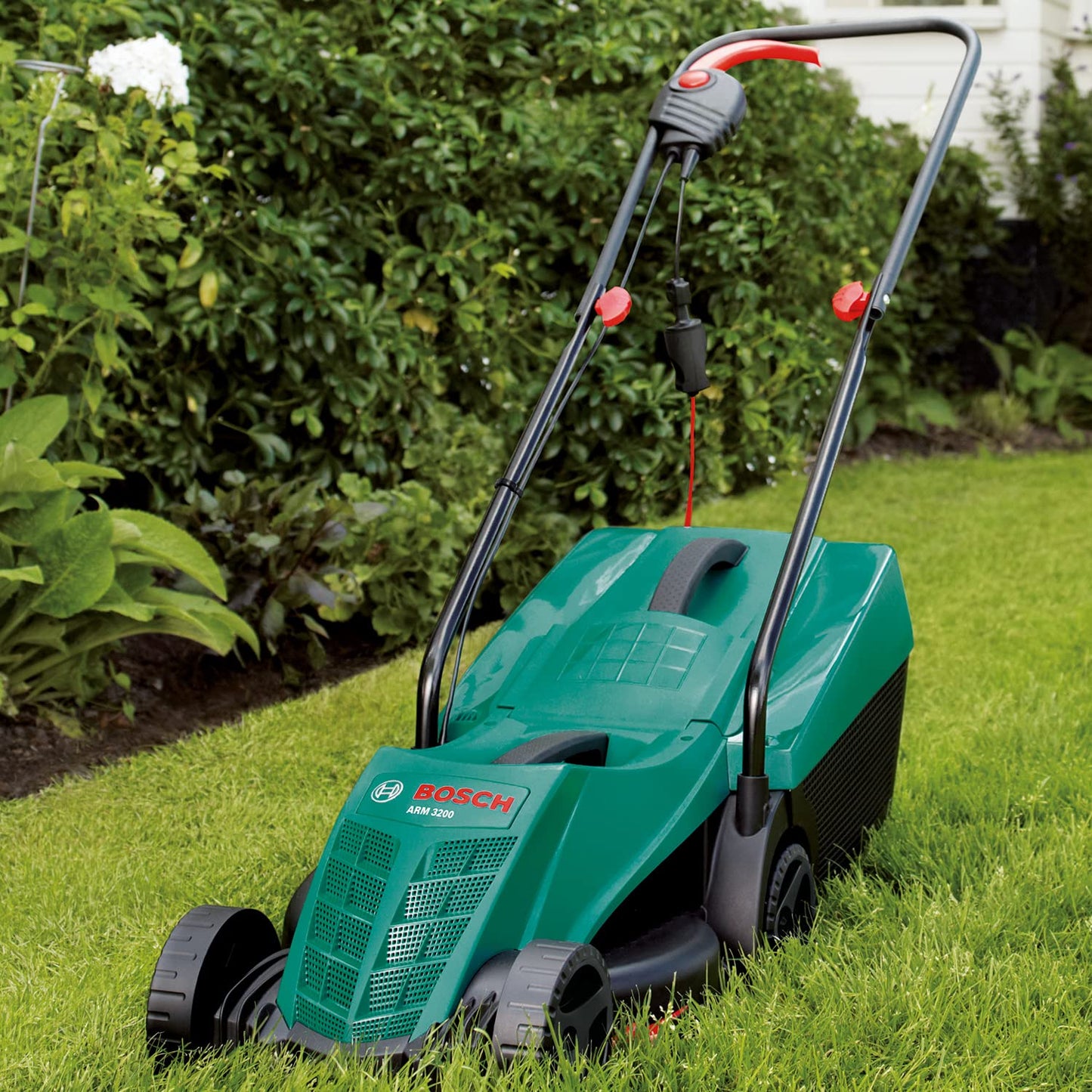 Bosch 06008A6071 Electric Lawnmower ARM 3200 (1200 W, Cutting Width: 32 cm, with Additional Blade Included, in Carton Packaging) – Amazon Edition, black,blue