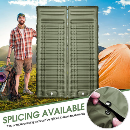 Arlierss Inflating Camping Mat, Ultralight Sleeping Pad with Pillow 12cm Waterproof Self Inflating Mattress Built-in Pump for Outdoor Backpacking Hiking Travelling
