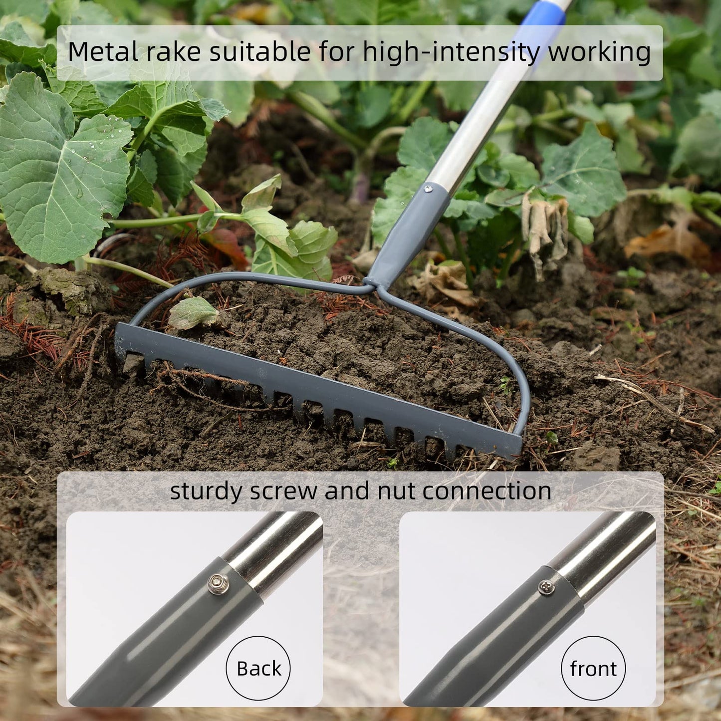 - MIYA Garden Rakes | Long 152CM Handle | Heavy Duty 14 Tines Rake -