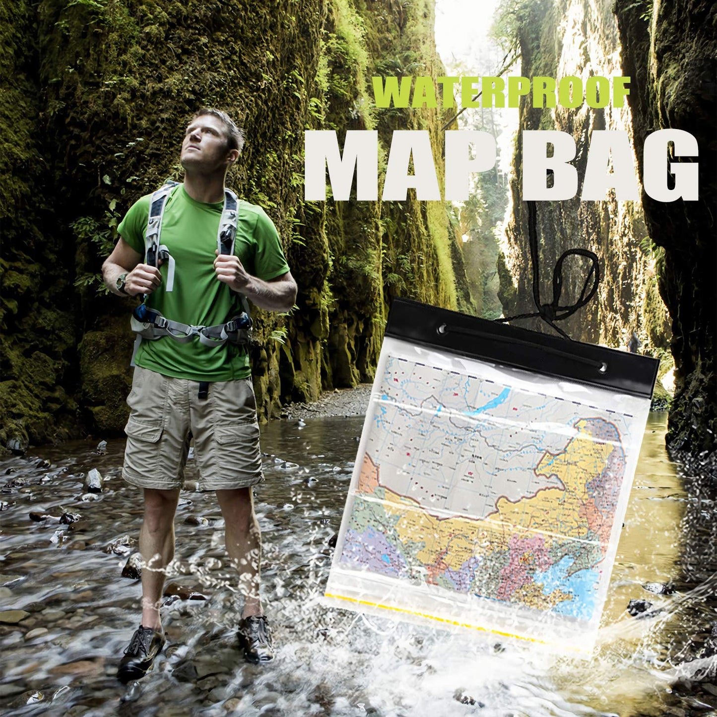 Compass Orienteering, Clear Navigation Compass for Explorer Expedition Camping, Hiking, Survival Mountaineering with Waterproof Map Case Bag and Emergency Whistle
