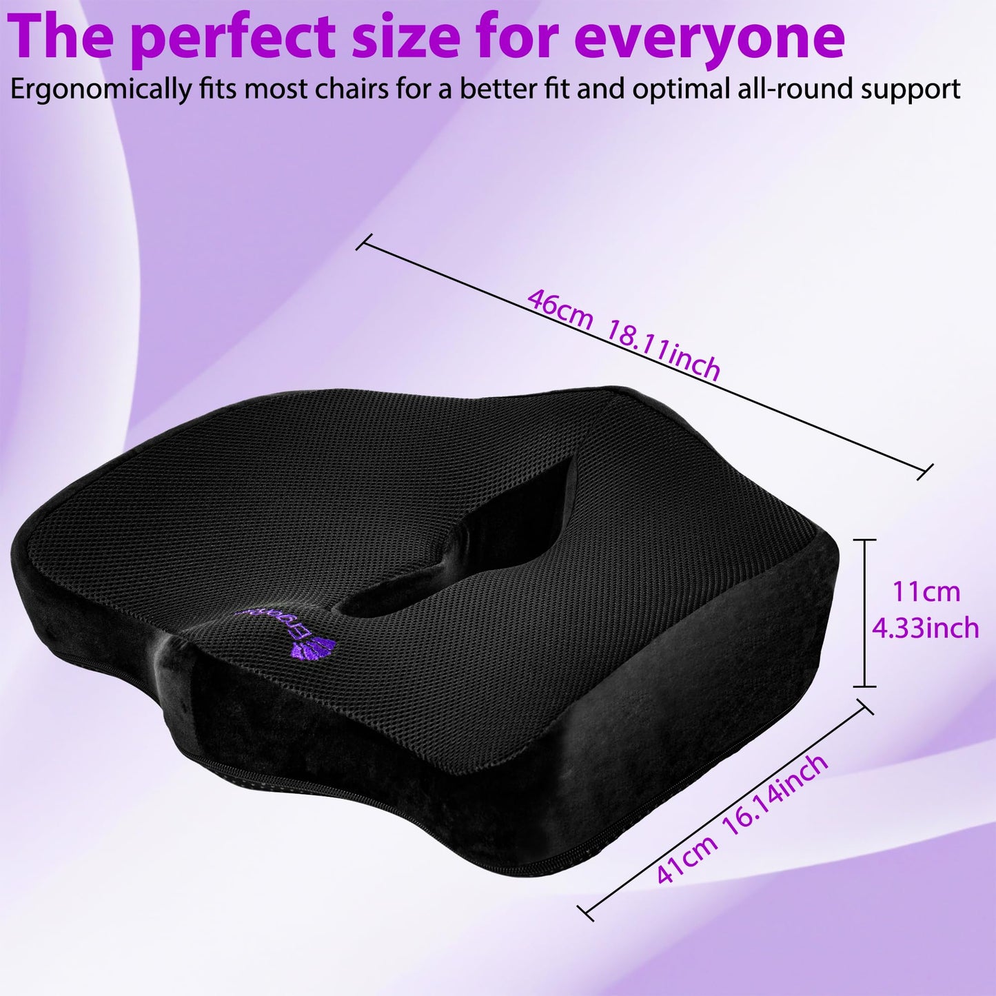 - ErgoRelief Gel-Infused Memory Foam Seat Cushion -