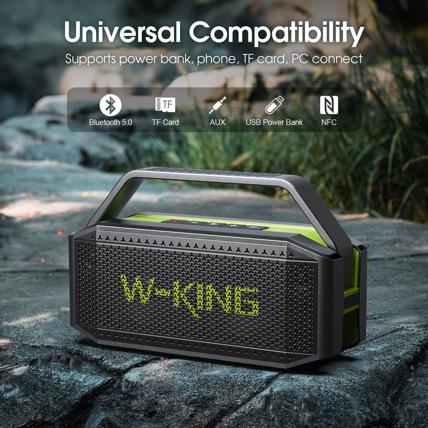 - W-KING Bluetooth Speaker, 100W PEAK 60W Loud Portable Wireless Waterproof Bluetooth Speaker IPX6