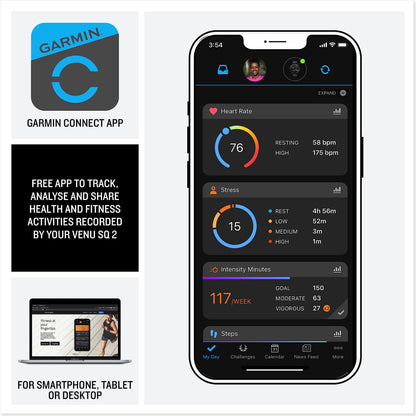 - Garmin Venu Sq 2 | AMOLED GPS Smartwatch | All-day Health Monitoring and Fitness Features -