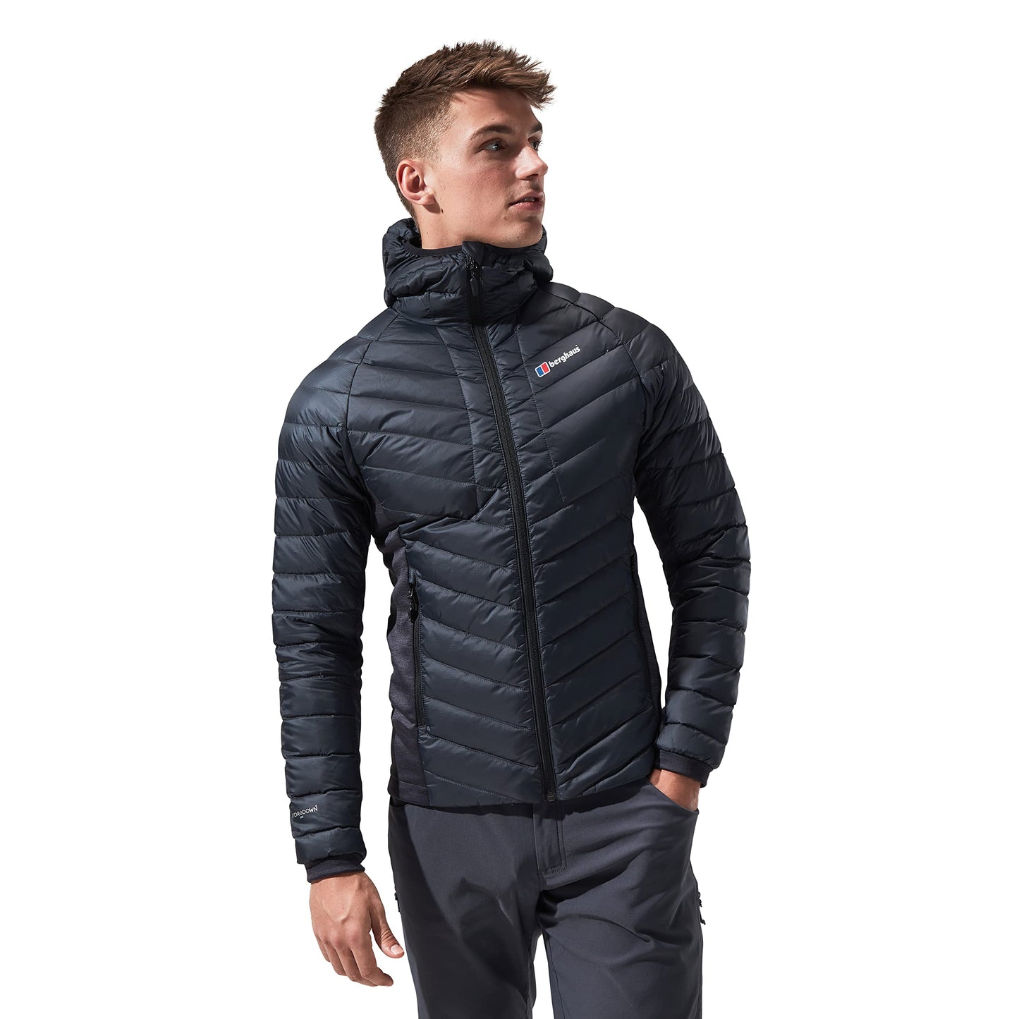 Berghaus Men's Tephra Stretch Reflect Hooded Insulated Down Jacket, Extra Warmth, Durable Design, DKGRY, S