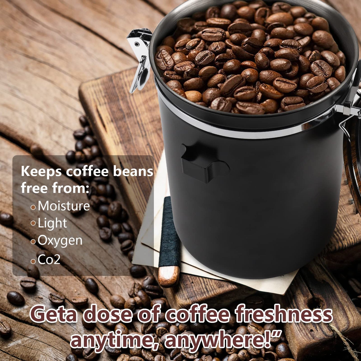 - Dreamhigh® Coffee Container for 1 KG Coffee Beans | Airtight Coffee Canister with Date Tracker -