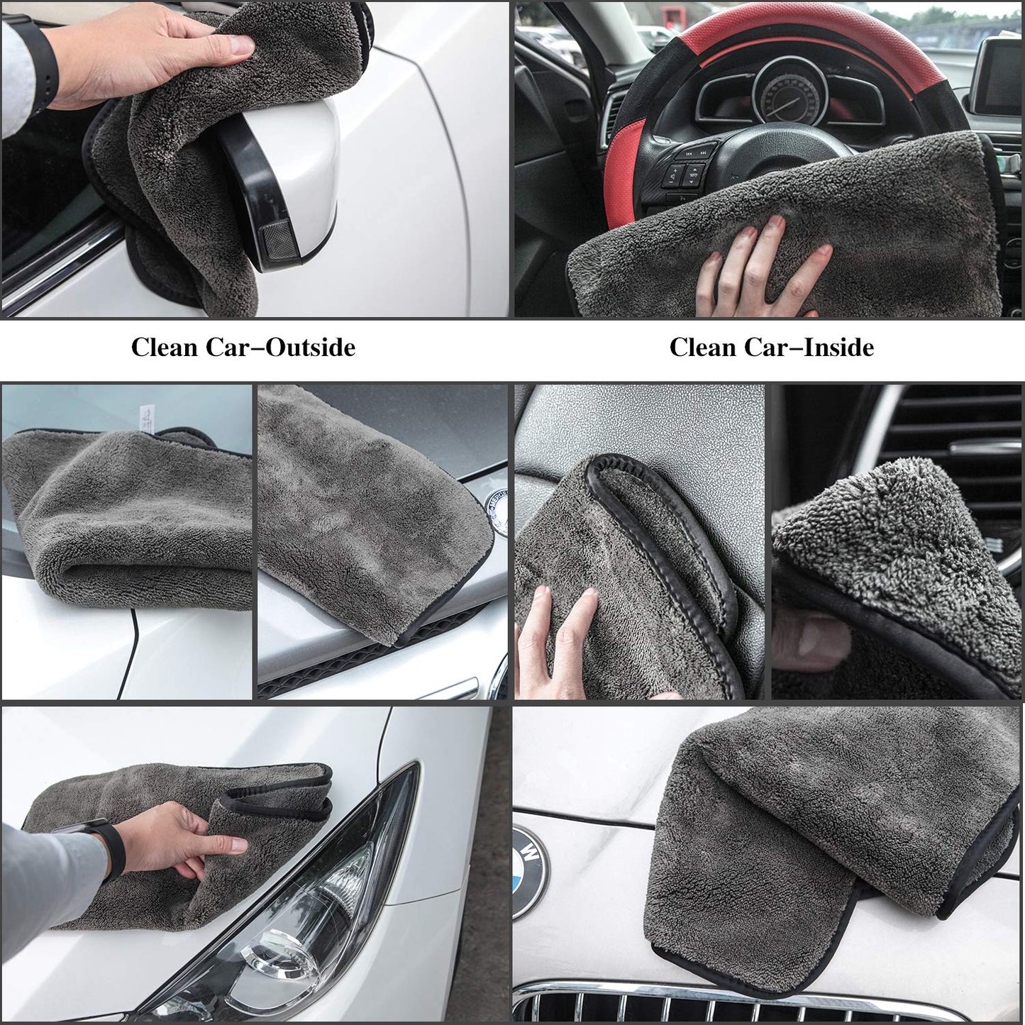 - GTF Microfibre Car Cleaning Cloths | Upgraded 1200gsm Ultra-Thick Car Drying Towel -