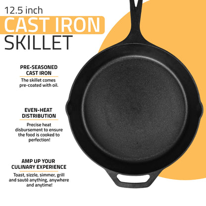 - KICHLY Pre-Seasoned Cast Iron Skillet | Frying Pan | Safe Grill Cookware-