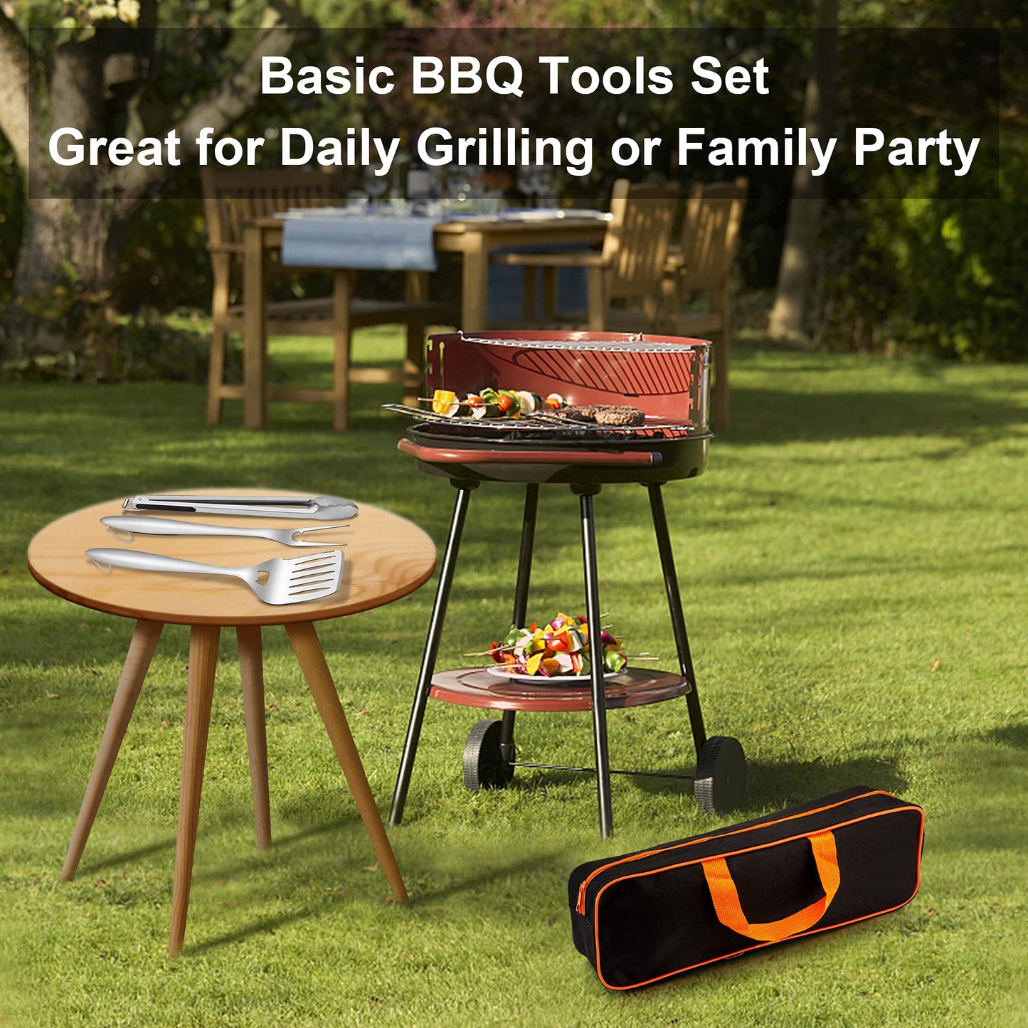 - Herogo BBQ Tool Sets | 6 Piece Heavy Duty Stainless Steel Barbecue Accessories with Portable Bag -