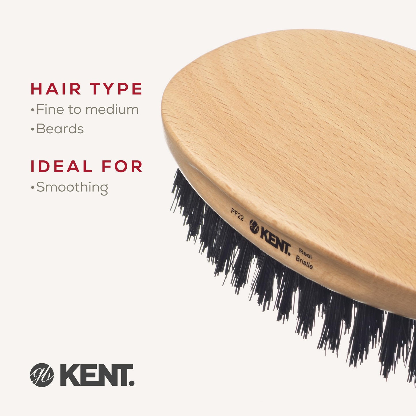 - Kent Military Oval Beech and Bristle Hairbrush -