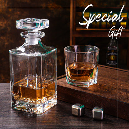 - Glass Decanter With Airtight Geometric Stopper | Whiskey Decanter for Wine, Bourbon, Brandy, Liquor, Juice, Water, Mouthwash -