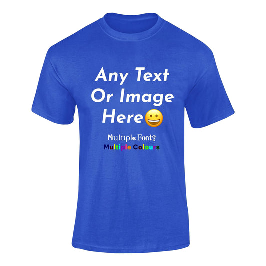 - Personalised Royal Blue Mens T-Shirts UK | Customise With Any Text And Photo -