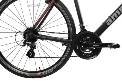 Ammaco Pathway X2 700c Road Hybrid Trekking Mens Sports Commuter Urban Bike 21" Frame Lightweight Alloy Black Red 24 Speed