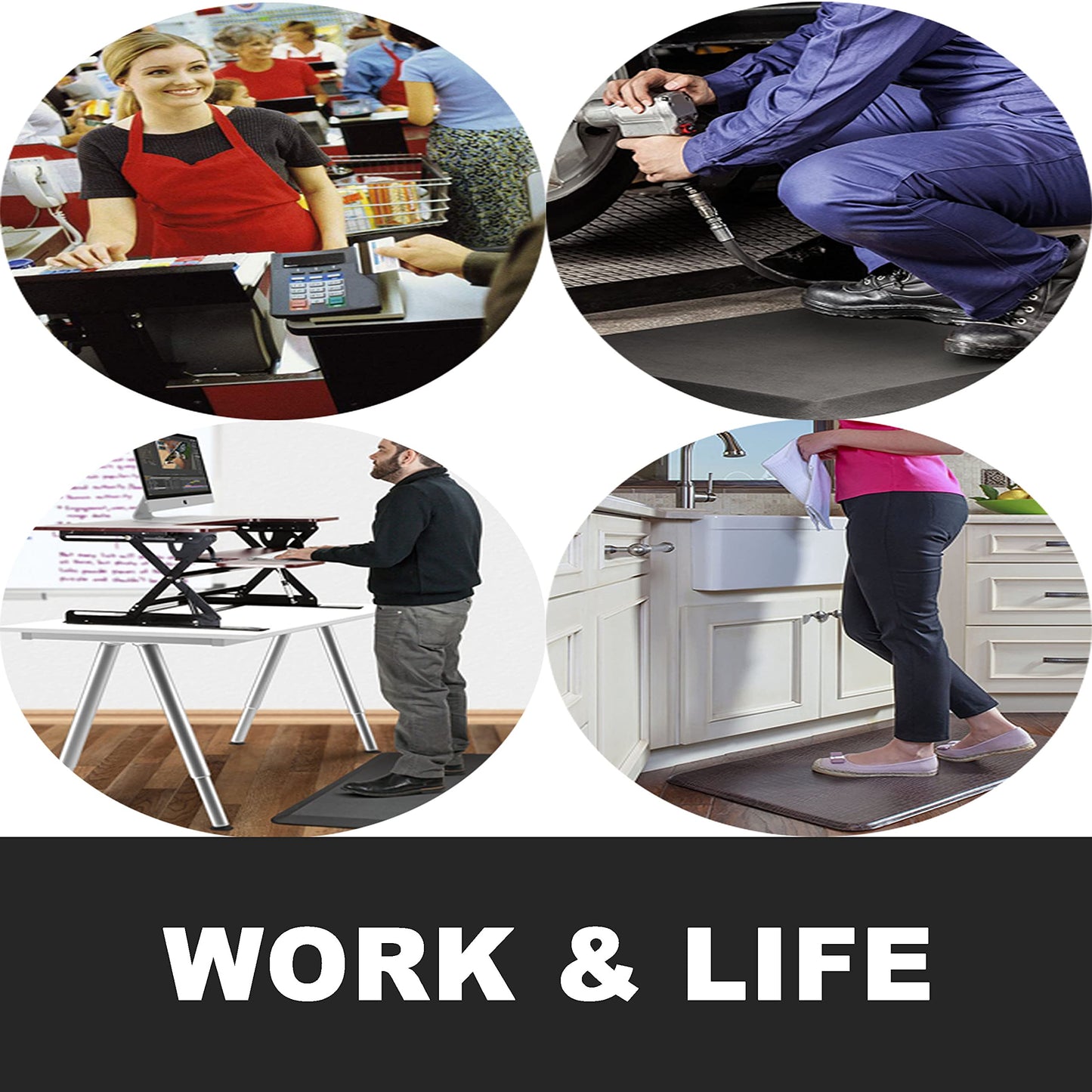 - 1" Extra Thick Anti Fatigue Floor Mat,Kitchen Mat, Standing Desk Mat – Comfort at Home, Office, Garage - Advanced PU Foam - NOT PVC!!!