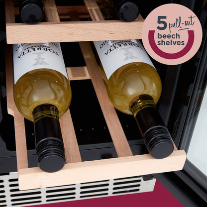 Cookology CWC300SS Freestanding Undercounter Fridge Cabinet 30cm Wine Cooler, 20 Bottle, 60 Litre Capacity, with Digital Temperature Control and Reversible Door - in Stainless Steel