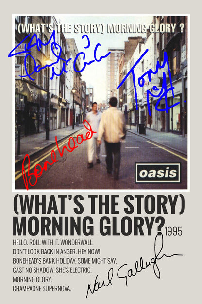 - Oasis (What's the Story) Morning Glory? Album Song Cover Signed Poster -