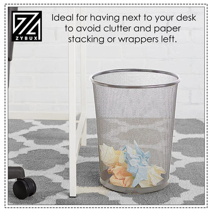 - ZYBUX - Circular Mesh Trash Can, Waste Basket Garbage Can
