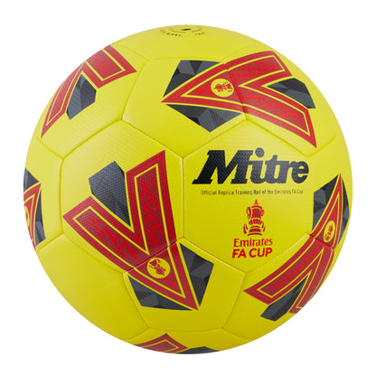 - Mitre Training FA Cup Football | High Performance Training Ball | Yellow/Grey/Red | Size 5 -