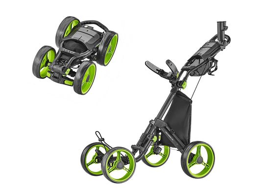 Caddytek 4 Wheel Golf Push Cart - Compact, Lightweight, Close Folding Push Pull Caddy Cart Trolley - Explorer V8, lime, one size