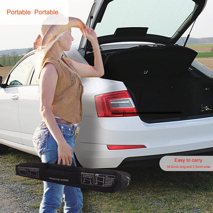 - Projector Screen with Stand | 120 inch Portable Projection Screen | 16:9 4K HD Rear Front Projections -