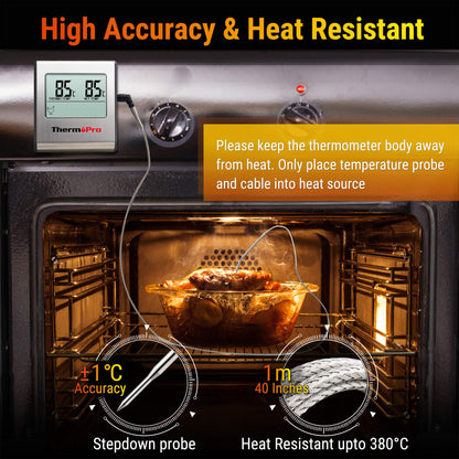 - ThermoPro TP16 Digital Meat Cooking Thermometer | Stainless Steel Long Food Temperature Probe -