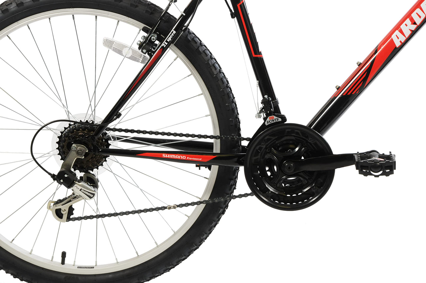 Arden Mountaineer 26" Wheel Front Suspension 16" Frame 21 Speed Mens Mountain Bike Black Red