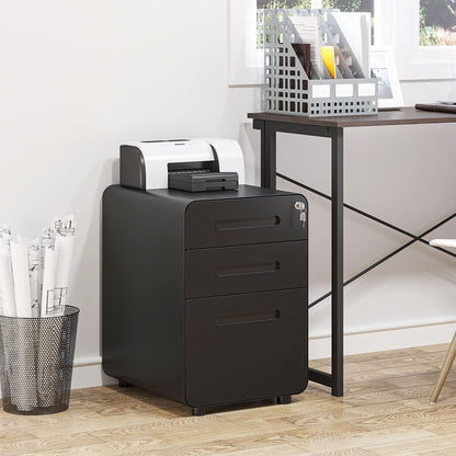 - Vinsetto Lockable File Cabinet with 3 Drawers, Vertical Office Drawer for A4 -
