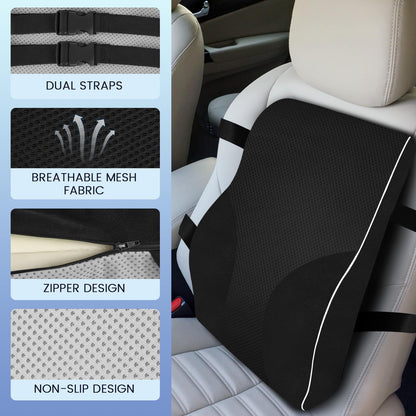 - QUTOOL® Lumbar Support Pillow | Office Chair | Car Memory Foam Back Cushion -