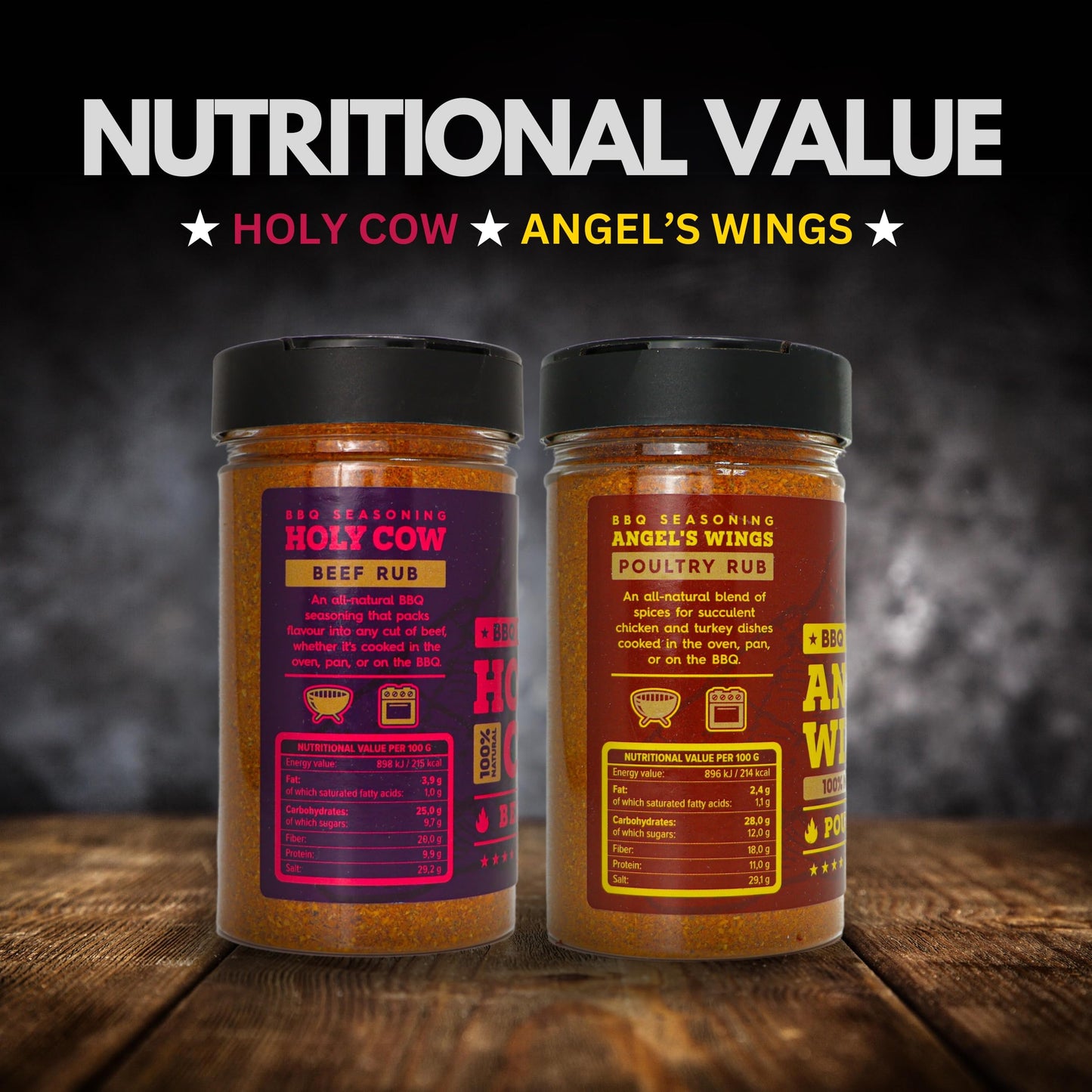Classic Selection of Premium BBQ Seasonings - Holy Cow, Angel’s Wings, Smoky Pig, Ultimate Rub BBQ Rubs | Pack of 4 | 100% Natural | Great Foodie Gift