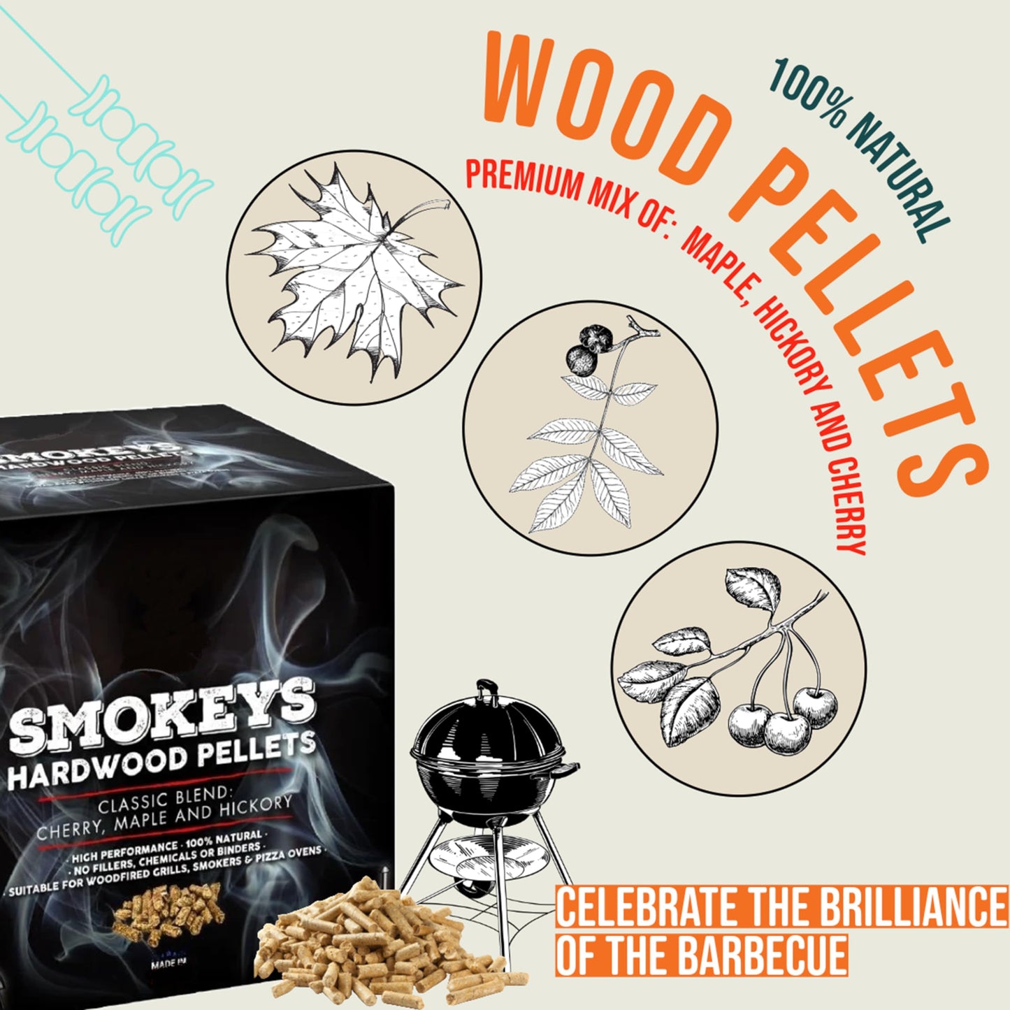 - TOPLINE Big K Smokey's Premium Hardwood Pellets | 9 kg Box | 100% Natural Classic Blend Cherry -