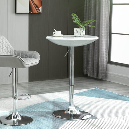 - HOMCOM Modern Round Bar Table | Adjustable Height Home Pub Bistro Desk | Swivel Painted Top with Silver Steel Leg and Base -
