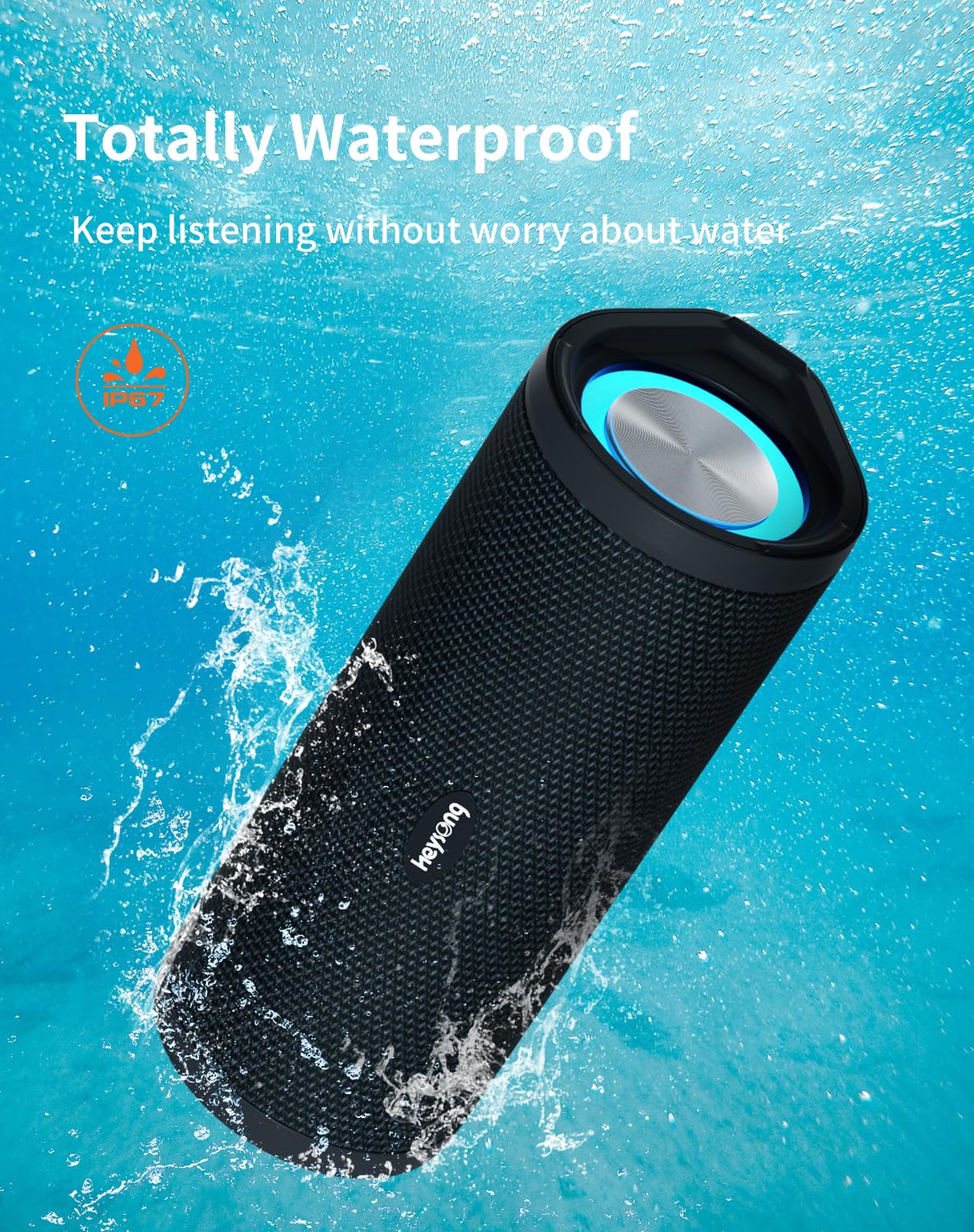 - HEYSONG Portable Bluetooth Speaker | Waterproof Outdoor Speakers | With LED Light -