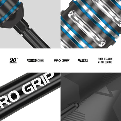 - Target Darts | Adrian Lewis Black Edition 90% Tungsten Swiss Point Set | Black, Blue and Silver | 24G | UK -
