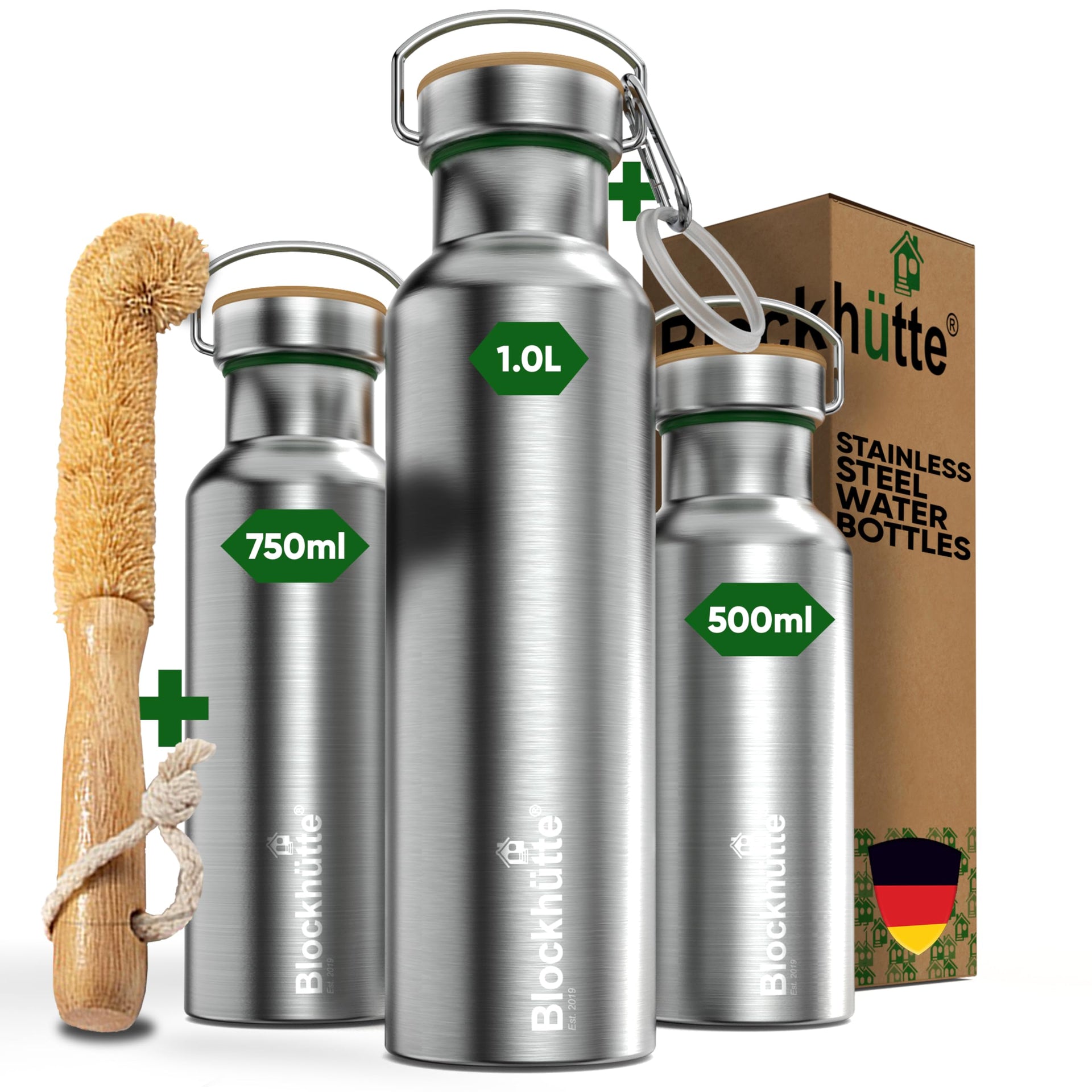 Blockhütte Stainless Steel Water Bottle I 750ml I Insulated Metal