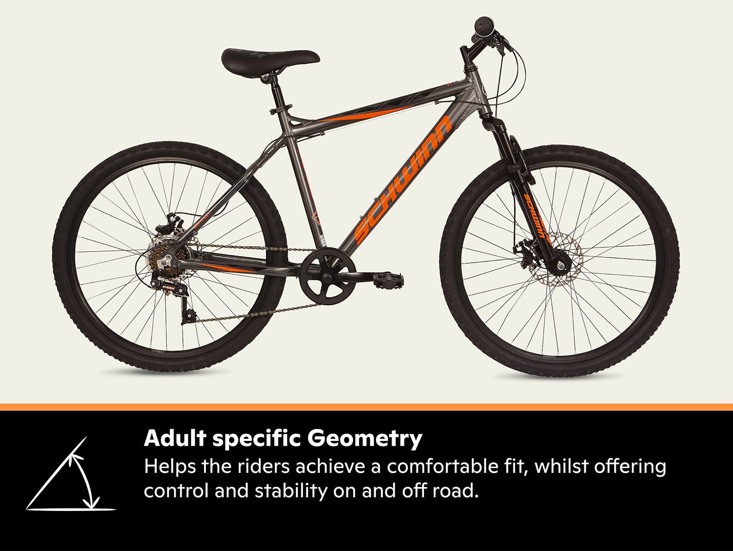 - Schwinn Surge Adult Mountain Bike | 26-Inch Wheels | 17-Inch Alloy Frame | 7 Speed, Disc Brakes, Grey -