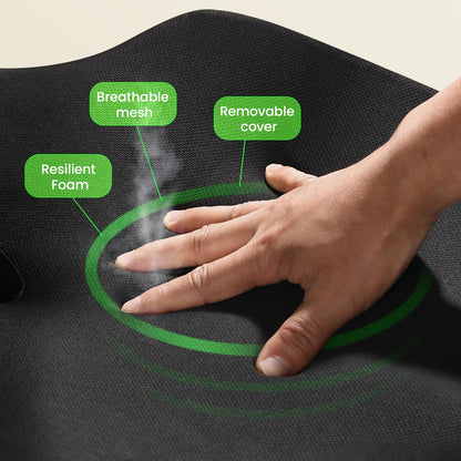 Benazcap Large Seat Cushion for Office Chair Memory Foam Coccyx Pain Relief Cushion Pillow for Office Desk, Car Seat, Wheelchair, Sciatica