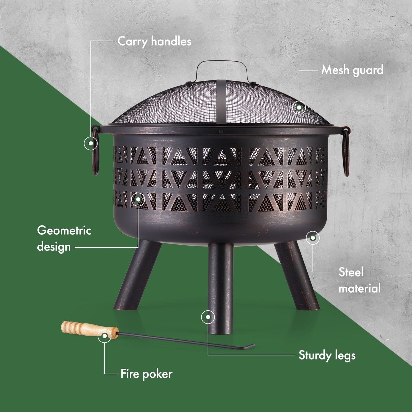 - VonHaus Fire Pit – Firepit for Outdoor, Garden, Patio – Portable