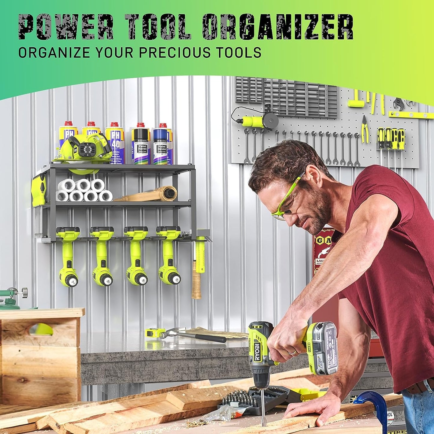 - WELDUN Power Tool Organizer Storage Rack, Wall Mount Drill Holder