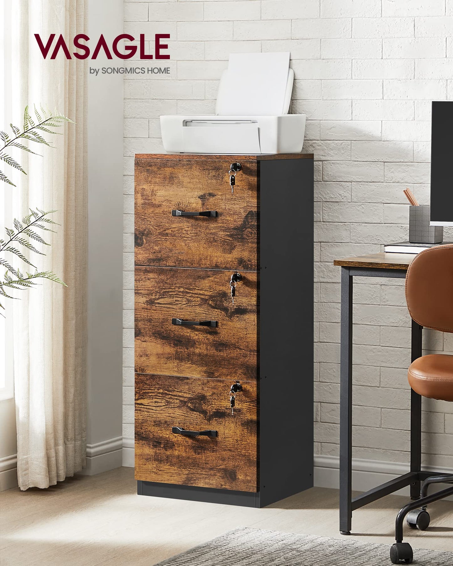 - VASAGLE 3-Drawer Vertical File Cabinet -