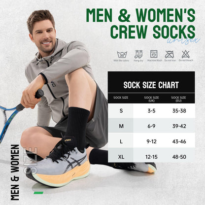 Alaplus Mens womens Socks 6 Pairs Wicking Breathable Cushion Comfortable Casual Crew Socks Outdoor Multipack Performance Hiking Trekking Walking Athletic Socks