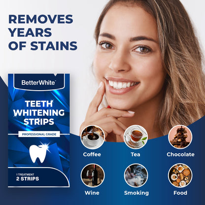 BetterWhite Professional Teeth Whitening Strips 21 Treatments - Enamel Safe - Non-Sensitive Formula - 42 Peroxide-Free Whitening Strips - Dentist Formulated Teeth Whitening Kit + Mouth Opener Included