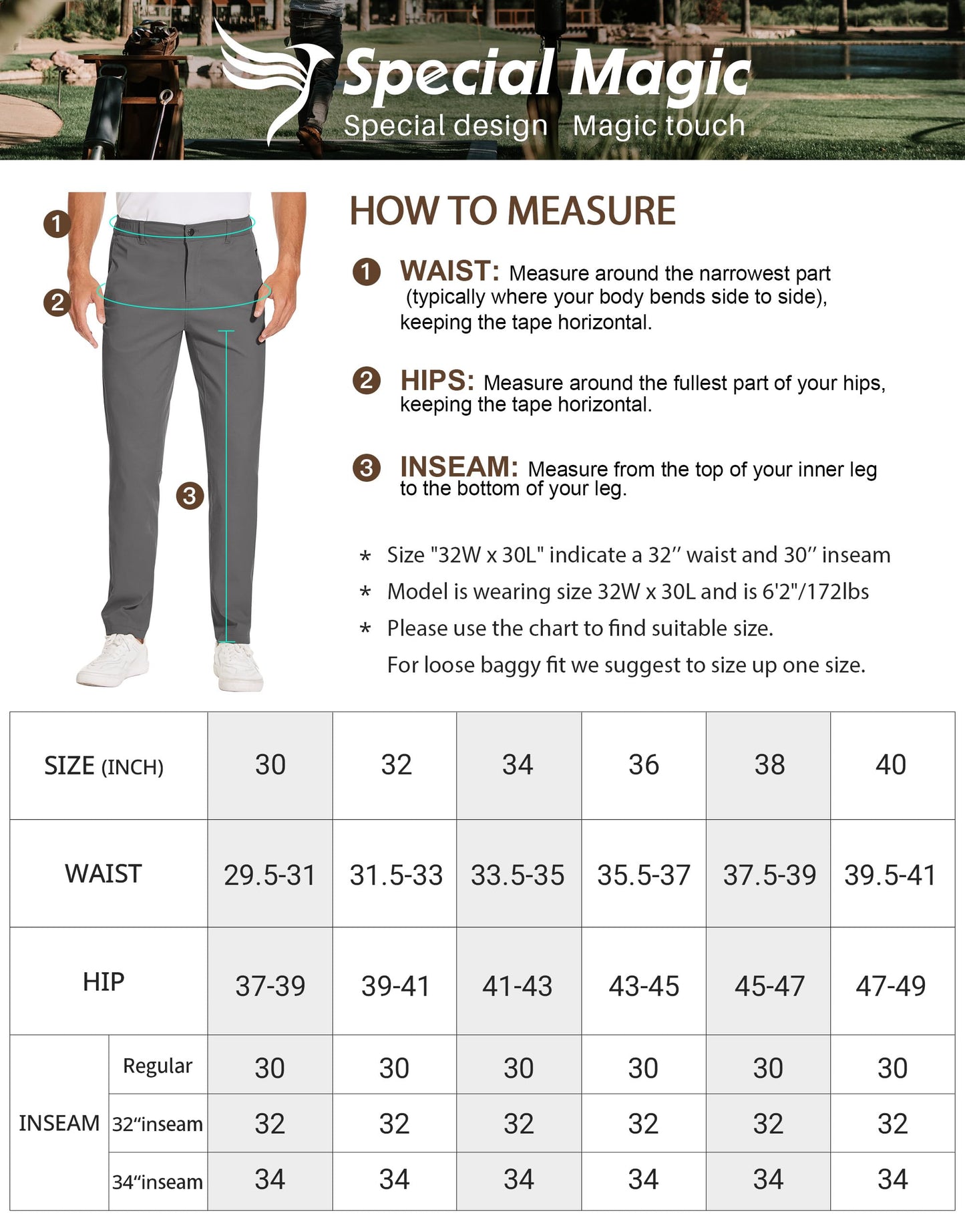 - SPECIALMAGIC | Slim-Fit Stretch Golf Pants | Water Resistant Hiking Pants -