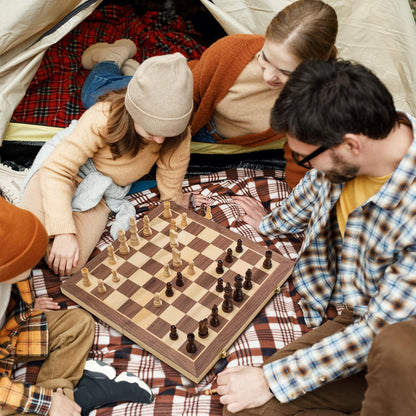 ASNEY Upgraded Magnetic Chess Set, 15” Tournament Staunton Wooden Chess Board Game Set with Crafted Chesspiece & Storage Slots for Kids Adult, Includes Extra Kings Queens & Carry Bag, 2 Players