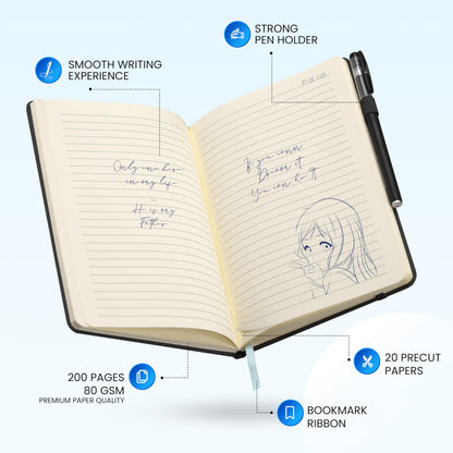 - Tasalas A5 Notebook and Pen | 200 Lined Pages Journal Notepad -