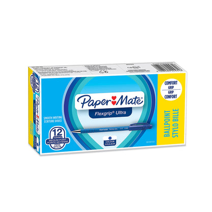 - Paper Mate Flexgrip Ultra Ballpoint Pens | Medium Point (1.0mm) | Blue | 12 Count -