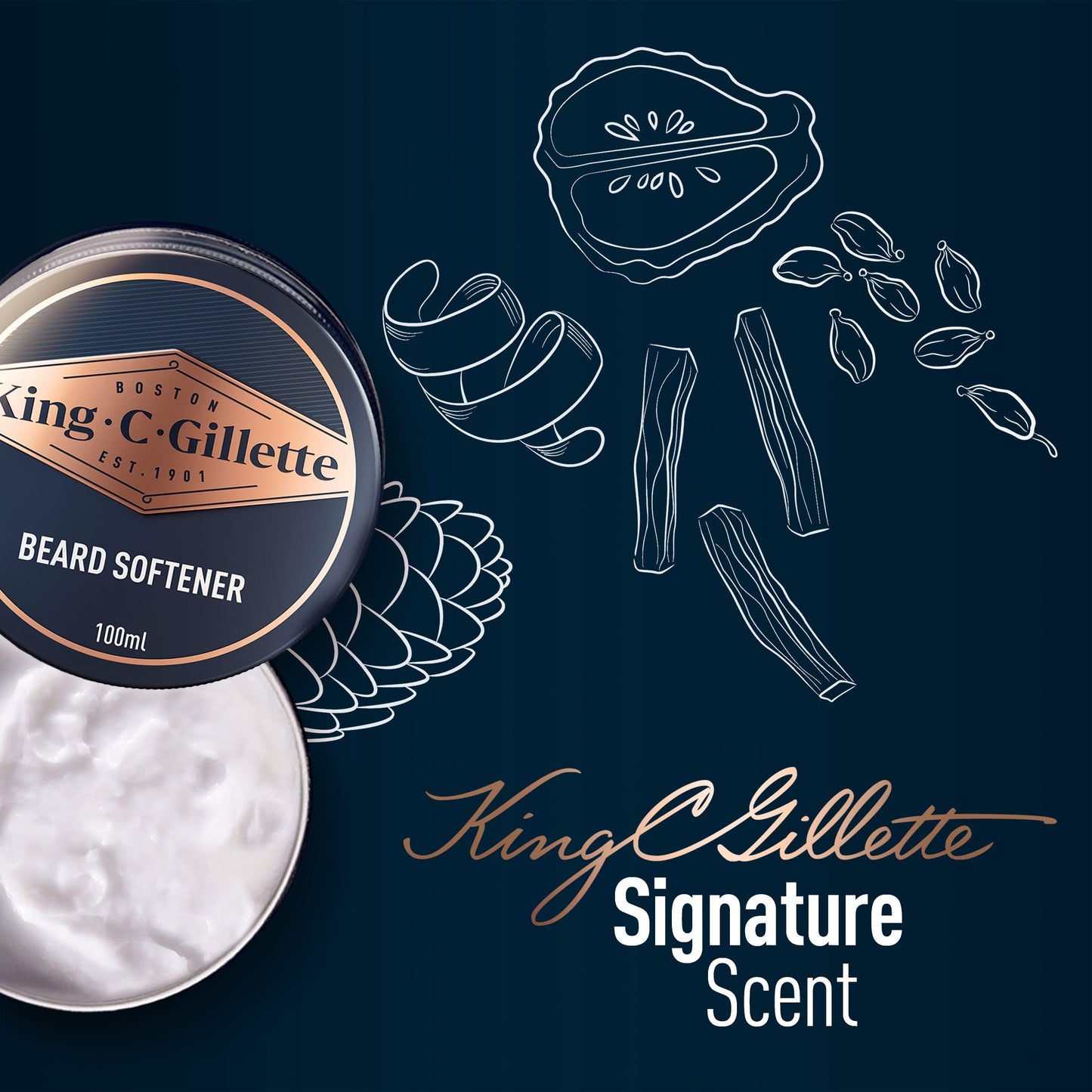 - King C. Gillette Beard Balm for Men | 100 ml |  Facial Hair Moisturiser -