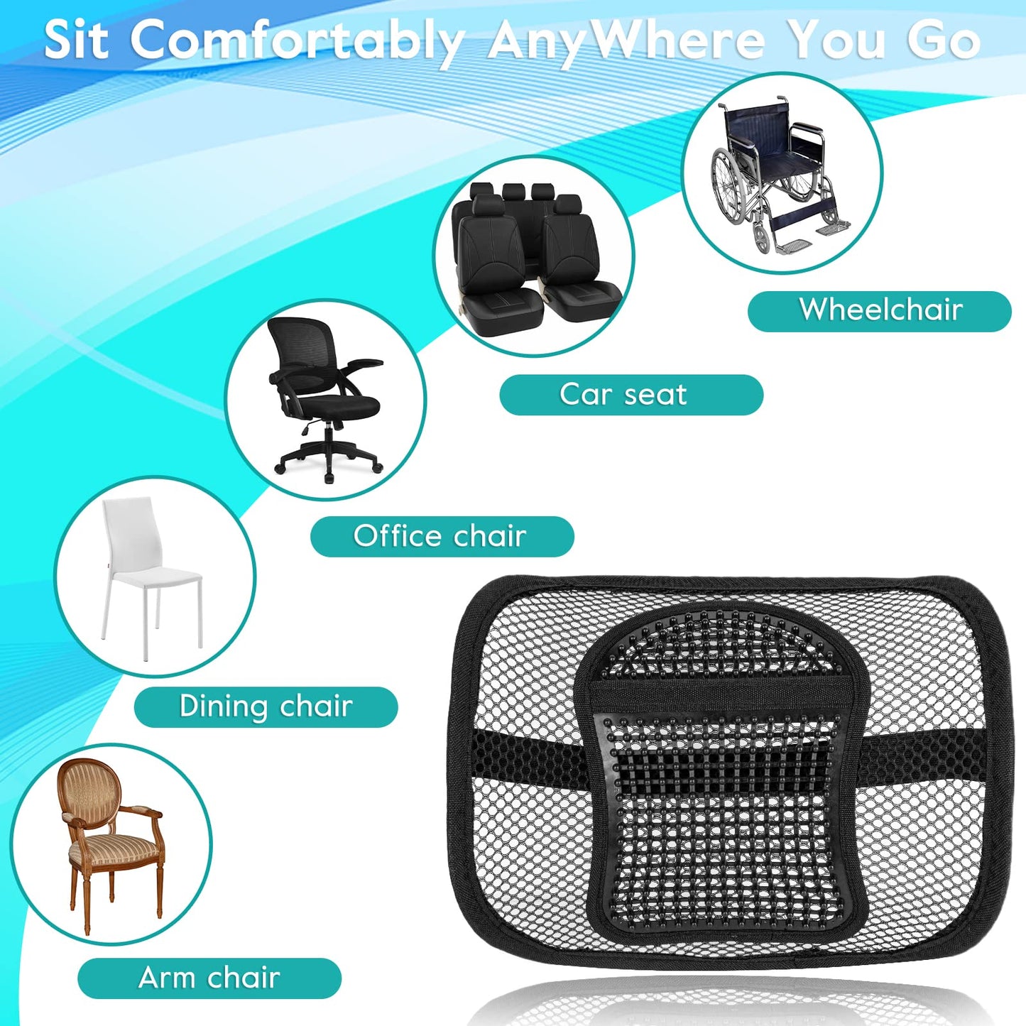 - m zimoon Mesh Back Support | Mesh Lumbar Support Cushion | Air Flow Chair Back Support -