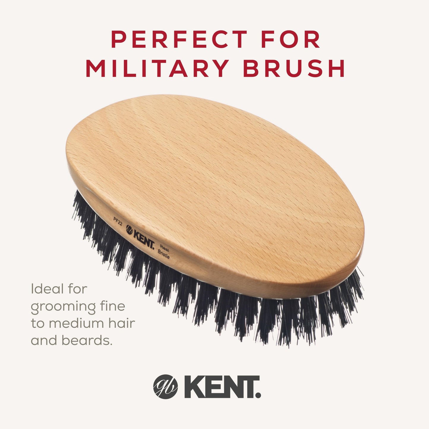 - Kent Military Oval Beech and Bristle Hairbrush -