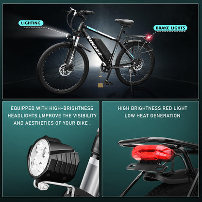 26'' Electric Bikes for Adults. City Commuter E-bike with High-Speed Brushless Motor. Electric Bike for 7 Speed Gear, Built-in 36V-8Ah/13Ah Removable Li-Ion Battery, G51 LCD Display, Dual Disc Brake