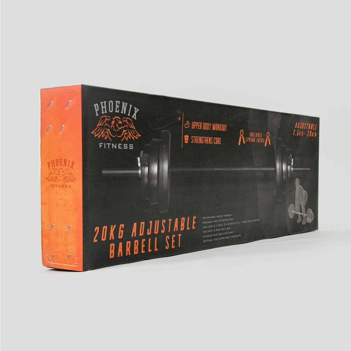 - Phoenix Fitness Barbell Weight Set | 20kg Adjustable Barbell Set -